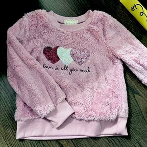 Love Heart Pink Fuzzy Sweater